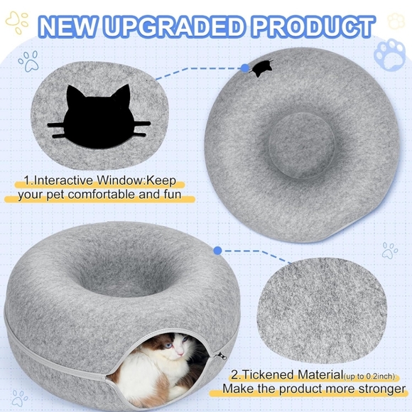 Cat Tunnel Bed With Ventilated Window For Indoor Cats, 20", Lig… - Picture 5 of 8